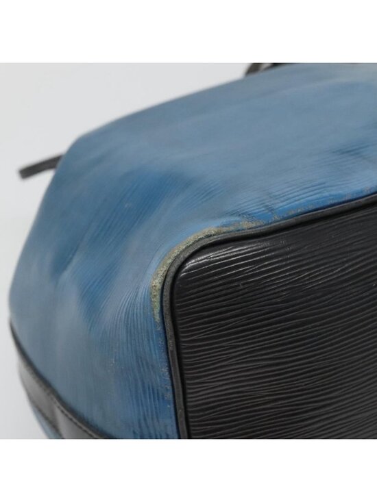 Authentic LOUIS VUITTON Epi Petit Noe Shoulder Bag Bicolor Black Blue M44152 - Picture 6 of 16